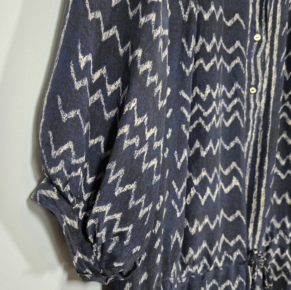 Ulla Johnson Silk Navy and Cream Mini Dress Boho Size M/L - Picture 4 of 11
